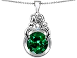 Original Star K™ Large Loving Mother And Family Pendant With Round 10mm Simulated Emerald