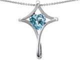 Original Star K™ Christian Cross Of Love Pendant With 8mm Heart Shape Simulated Aquamarine