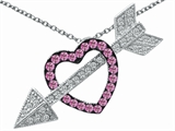 Original Star K™ Created Pink Sapphire Heart With Love Arrow Pendant