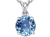 Original Star K™ Large 12mm Round Simulated Aquamarine Pendant