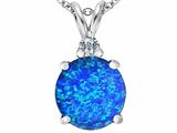 Original Star K™ Large 12mm Round Created Blue Opal Pendant