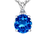 Original Star K™ Large 12mm Round Simulated Blue Topaz Pendant