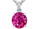 Original Star K™ Large 12mm Round Created Pink Sapphire Pendant