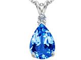 Original Star K™ Large 14x10mm Pear Shape Simulated Blue Topaz Pendant