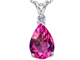 Original Star K™ Large 14x10mm Pear Shape Created Pink Sapphire Pendant