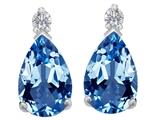 Original Star K™ 9x6mm Pear Shape Genuine Blue Topaz Earring Studs