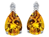 Original Star K™ 9x6mm Pear Shape Genuine Citrine Earring Studs