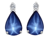Original Star K™ 9x6mm Pear Shape Created Star Sapphire Earring Studs