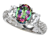 Original Star K™ 9x7mm Oval Rainbow Mystic Topaz Engagement Ring