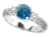 Original Star K™ 7mm Round Created Blue Opal Engagement Ring