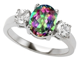 Original Star K™ 9x7mm Oval Rainbow Mystic Topaz Engagement Ring