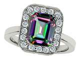 Original Star K™ 10x8mm Emerald Cut Mystic Rainbow Topaz Engagement Ring