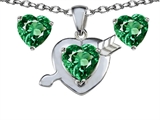 Original Star K™ Simulated Emerald Heart with Arrow Pendant Box Set with Free matching earrings