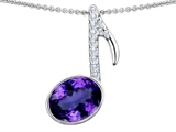 Original Star K™ Musical Note Pendant With Simulated Amethyst Oval 11x9mm