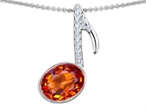 Original Star K™ Musical Note Pendant With Simulated Orange Mexican Fire Opal Oval 11x9mm