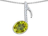 Original Star K™ Musical Note Pendant With Simulated Peridot Oval 11x9mm