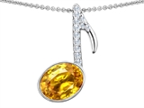 Original Star K™ Musical Note Pendant With Simulated Citrine Oval 11x9mm