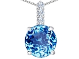 Original Star K™ Large 12mm Round Simulated Blue Topaz Pendant