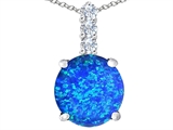 Original Star K™ Large 12mm Round Created Blue Opal Pendant