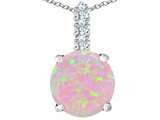 Original Star K™ Large 12mm Round Created Pink Opal Pendant