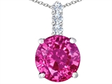 Original Star K™ Large 12mm Round Created Pink Sapphire Pendant
