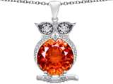 Original Star K™ Large 10mm Round Simulated Orange Mexican Fire Opal Good Luck Owl Pendant