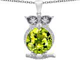 Original Star K™ Large 10mm Round Simulated Peridot Good Luck Owl Pendant