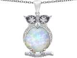 Original Star K™ Large 10mm Round Created Opal Good Luck Owl Pendant