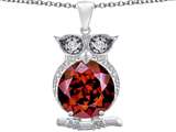 Original Star K™ Large 10mm Round Simulated Garnet Good Luck Owl Pendant