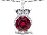 Original Star K™ Large 10mm Round Created Ruby Good Luck Owl Pendant