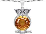 Original Star K™ Large 10mm Round Simulated Imperial Yellow Topaz Good Luck Owl Pendant