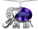 Original Star K™ Large 12x10mm Oval Simulated Amethyst Good Luck Elephant Pendant