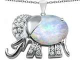 Original Star K™ Large 12x10mm Oval Created Opal Good Luck Elephant Pendant