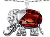 Original Star K™ Large 12x10mm Oval Simulated Garnet Good Luck Elephant Pendant