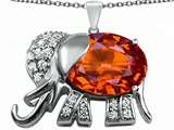 Original Star K™ Large 12x10mm Oval Simulated Orange Mexican Fire Opal Good Luck Elephant Pendant