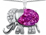 Original Star K™ Large 12x10mm Oval Created Pink Sapphire Good Luck Elephant Pendant