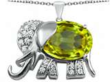 Original Star K™ Large 12x10mm Oval Simulated Peridot Good Luck Elephant Pendant