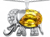 Original Star K™ Large 12x10mm Oval Simulated Citrine Good Luck Elephant Pendant
