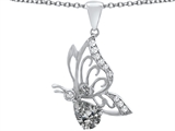 Original Star K™ Butterfly Pendant With 9x6mm Pear Shape Genuine White Topaz