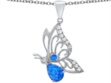 Original Star K™ Butterfly Pendant With 9x6mm Pear Shape Created Blue Opal