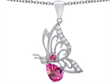 Original Star K™ Butterfly Pendant With 9x6mm Pear Shape Created Pink Sapphire