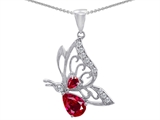 Original Star K™ Butterfly Pendant With 9x6mm Pear Shape Created Ruby