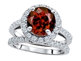 Original Star K™ 8mm Round Simulated Garnet Engagement Wedding Set