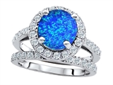 Original Star K™ 8mm Round Created Blue Opal Engagement Wedding Set