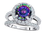 Original Star K™ 8mm Round Rainbow Mystic Topaz Engagement Wedding Set
