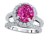 Original Star K™ 8mm Round Created Pink Sapphire Engagement Wedding Set
