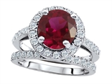 Original Star K™ 8mm Round Created Ruby Engagement Wedding Set