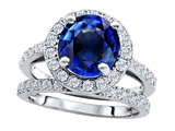 Original Star K™ 8mm Round Created Sapphire Engagement Wedding Set
