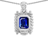 Original Star K™ Bali Style Emerald Cut 9x7mm Created Sapphire Pendant