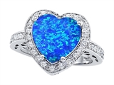 Original Star K™ Large 10mm Heart Shape Created Blue Opal Engagement Wedding Ring
